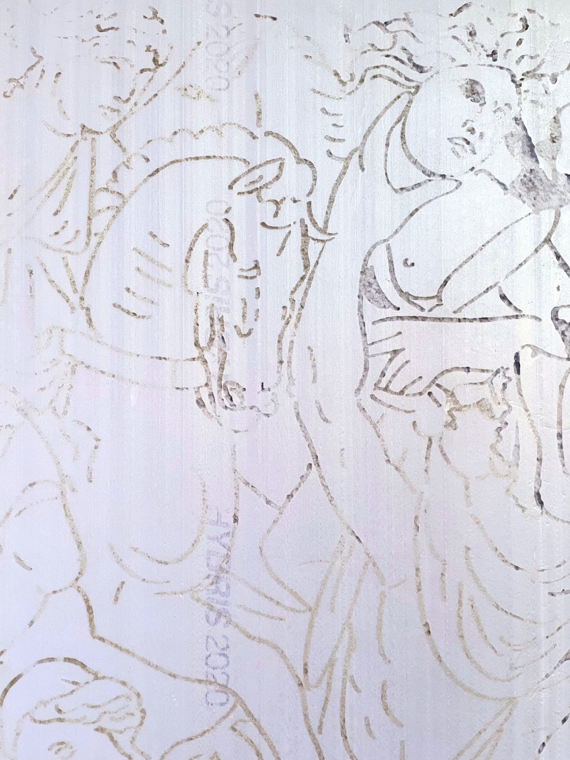 Amazonen im Kampf. Von Mehlwürmern eingefressene Linien in EPS/XPS Dämmmplatten. Yana Zschiedrich