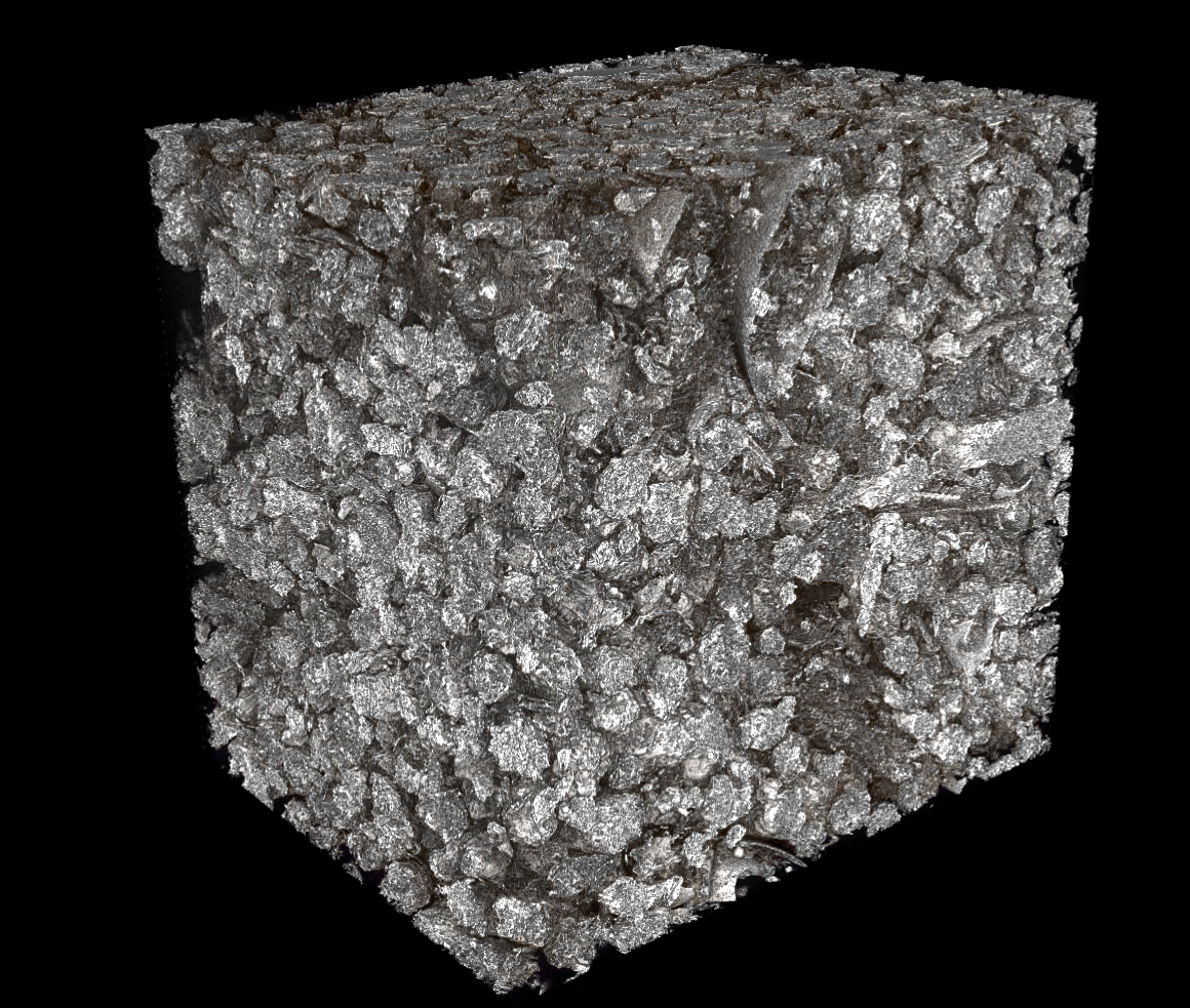 Röntgenaufnahme einer Probe des Gemischs aus Mehlwurmkot und EPS-Staub.